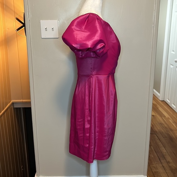 Tadashi Shoji Sho Sofie Off-shoulder Puff-sleeve Taffeta Dress New Size Medium - Picture 6 of 13